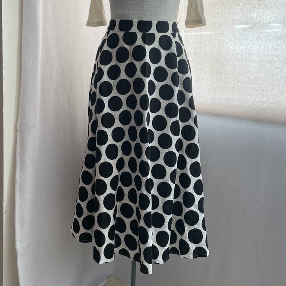 Who What Wear Black and White Polka Dot A-Line Skirt - Picture 1 of 7